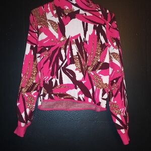 Women's Pink Printed Knit Jacket